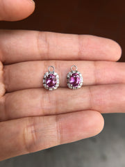 Natural Purplish Pink Sapphires Earrings (Unheated) (GE045)
