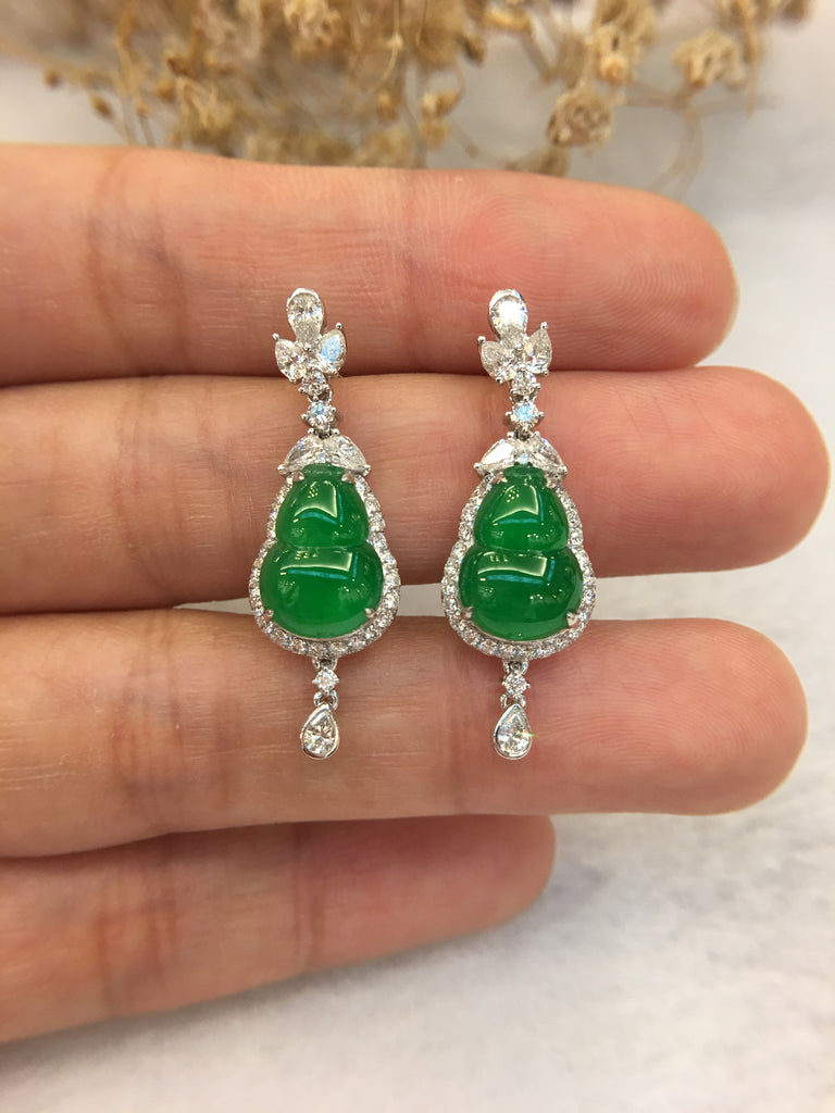 Green Jade Earrings - Hulu (EA008)