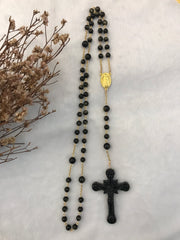 Black Jade Crucifix Necklace (NE086)