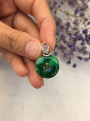 Dark Green Jade Pendant - Safety Coin (PE021)