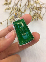 Green Jade Pendant - Rectangular (PE262)