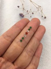 Green With Icy White & Red Jade Cabochons (BR210)
