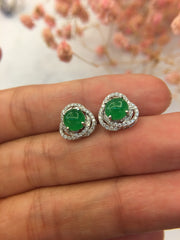Green Jade Earrings - Cabochon (EA032)