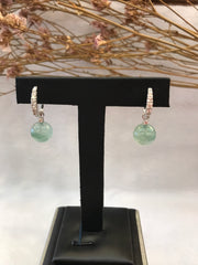 Icy Green Jade Earrings - Balls (EA332)