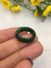 Dark Green Jade Hololith Ring (RI133)