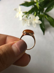 Orangy Red Jade Cabochon Ring (RI127)