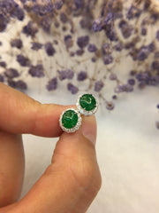 Green Jade Earrings - Cabochon (EA177)