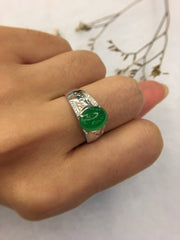 Green Jade Ring - Cabochon (RI223)
