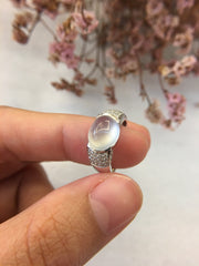 Icy White Jade Ring - Cabochon (RI190)