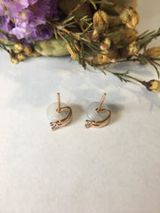 Icy Jade Safety Coin Earrings - Snail (EA084)