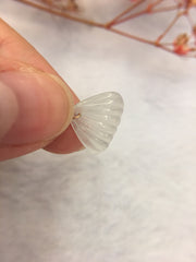 Icy White Jade Earrings - Seashell (EA281)