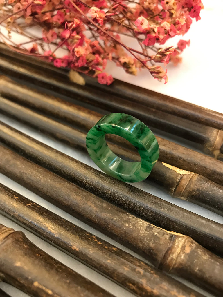 Dark Green Jade Hololith Ring (RI360)