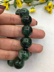 Dark Green Jade Beads Bracelet (BR006)