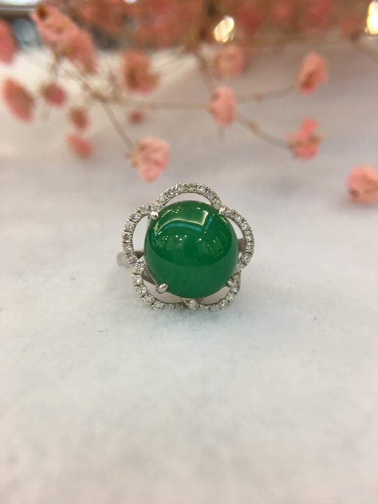 Green Jade Ring - Cabochon (RI048)