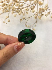 Dark Green Jade Pendant - Safety Coin (PE385)