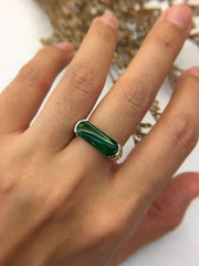 Dark Green Jade Ring - Saddle Shape (RI210)