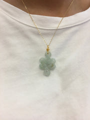 Icy Green Jade Necklace - Eternity Knot (NE074)