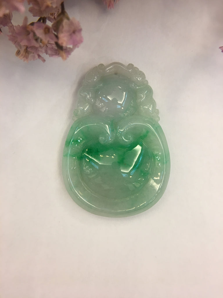 Green Jade Pendant - Bat With Coin (PE101)