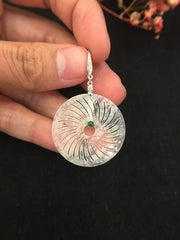 Icy White Jade Earrings - Coin (EA216)