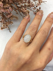 Nephrite White Jade Ring - Cabochon (RI257)