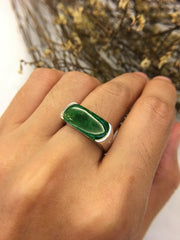 Green Jade Ring - Saddle Shape (RI176)