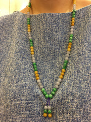 Three Colours Jade Necklace - 108 Beads (NE037)