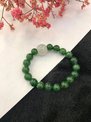 Icy Jade Barrel With Nephrite Beads Bracelet (BR279)