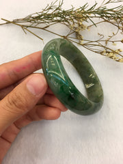 Dark Green Jade Bangle - Round (BA139)