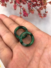 Dark Green Jade Hololith Ring (Ri353)