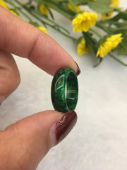 Dark Green Jade Hololith Ring (RI133)