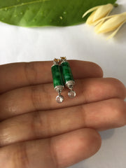 Dark Green Jade Earrings - Cylindrical (EA026)