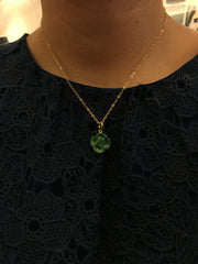 Green Jade Necklace - Clover (NE079)