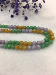Three Colours Jade Necklace - 108 Beads (NE053)