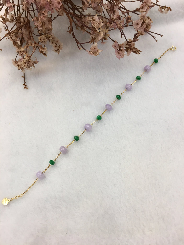 Lavender With Green Jade - Bracelet (BR017)