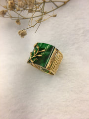 Green Rectangular Jade Ring (RI163)