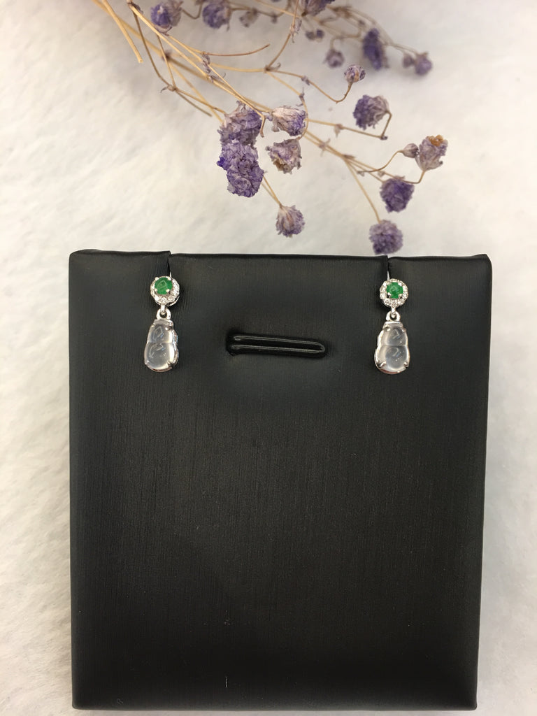 Glassy Variety Jade Earrings - Hulu (EA069)