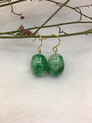 Green Jade Barrels Earrings (EA044)