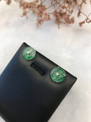 Icy Green Ear Stud - Safety Coin (EA353)