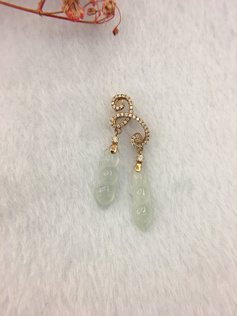 Icy White Jade Pendant - Peapods (PE103)
