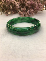 Dark Green Jade Bangle - Round (BA092)