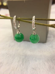 Green Jade Earrings - Balls (EA294)