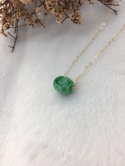Green Jade Necklace - Barrel (NE080)