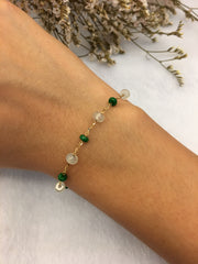 Icy White With Green Jade - Bracelet & Earrings  (BR087)