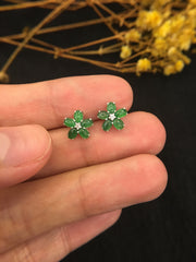 Green Jade Earrings - Flower (EA277)