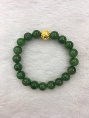24k Pure Gold Ball With Nephrite Bracelet (BR013)