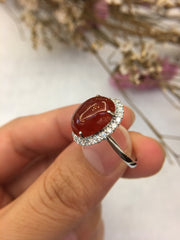 Red Jade Cabochon Ring (RI203)