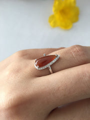 Red Jade Ring - Pear Shape (RI045)