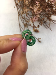 Green Jade Earrings - Coins (EA261)