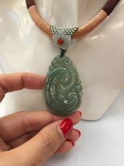 Icy Green Jade Pendant - Ruyi (PE375)