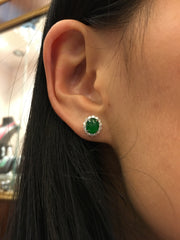 Green Jade Earrings - Cabochon (EA177)